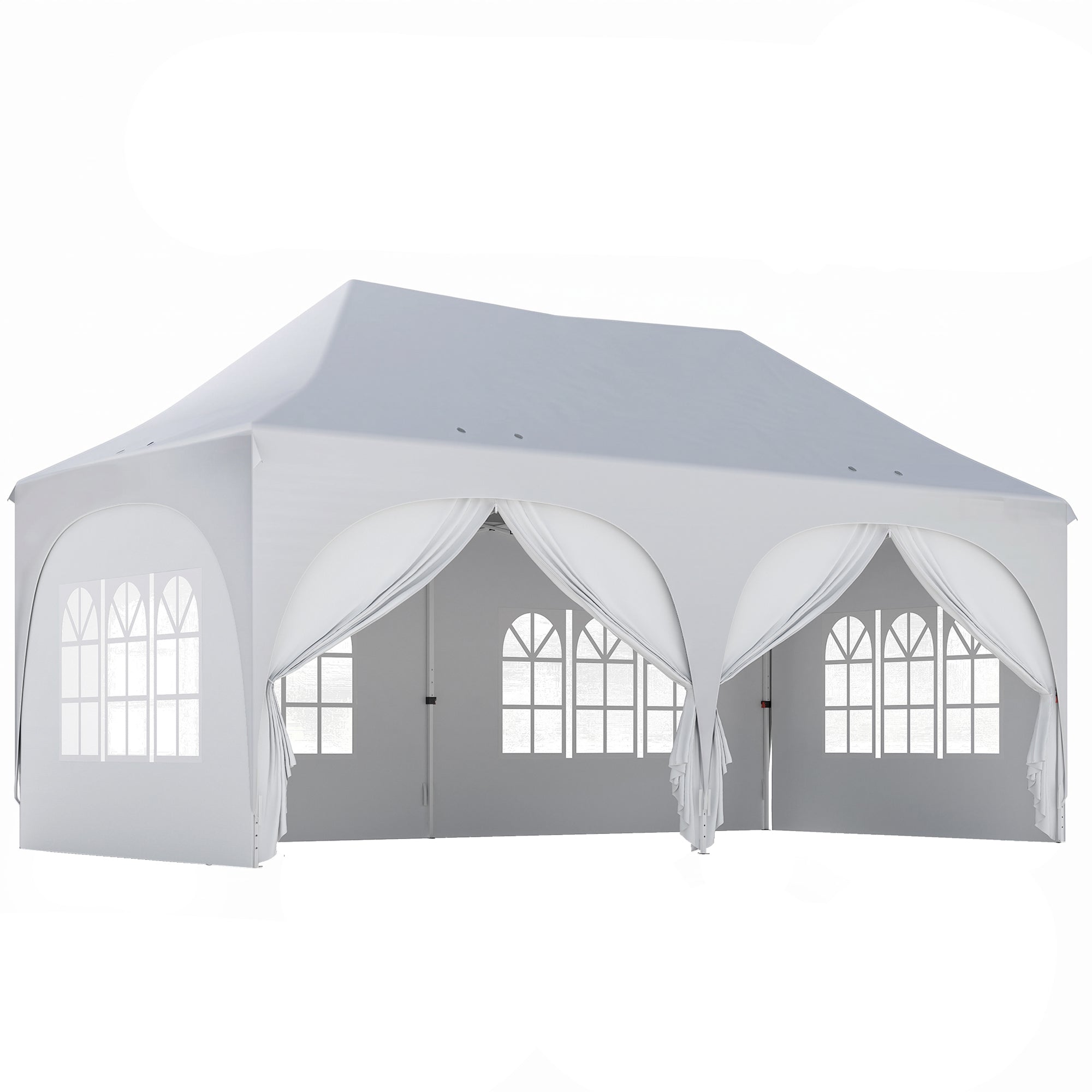Pavilion de Grădină Pliabil 3x6 m cu Pereți Detașabili și Geantă de Transport, Alb
