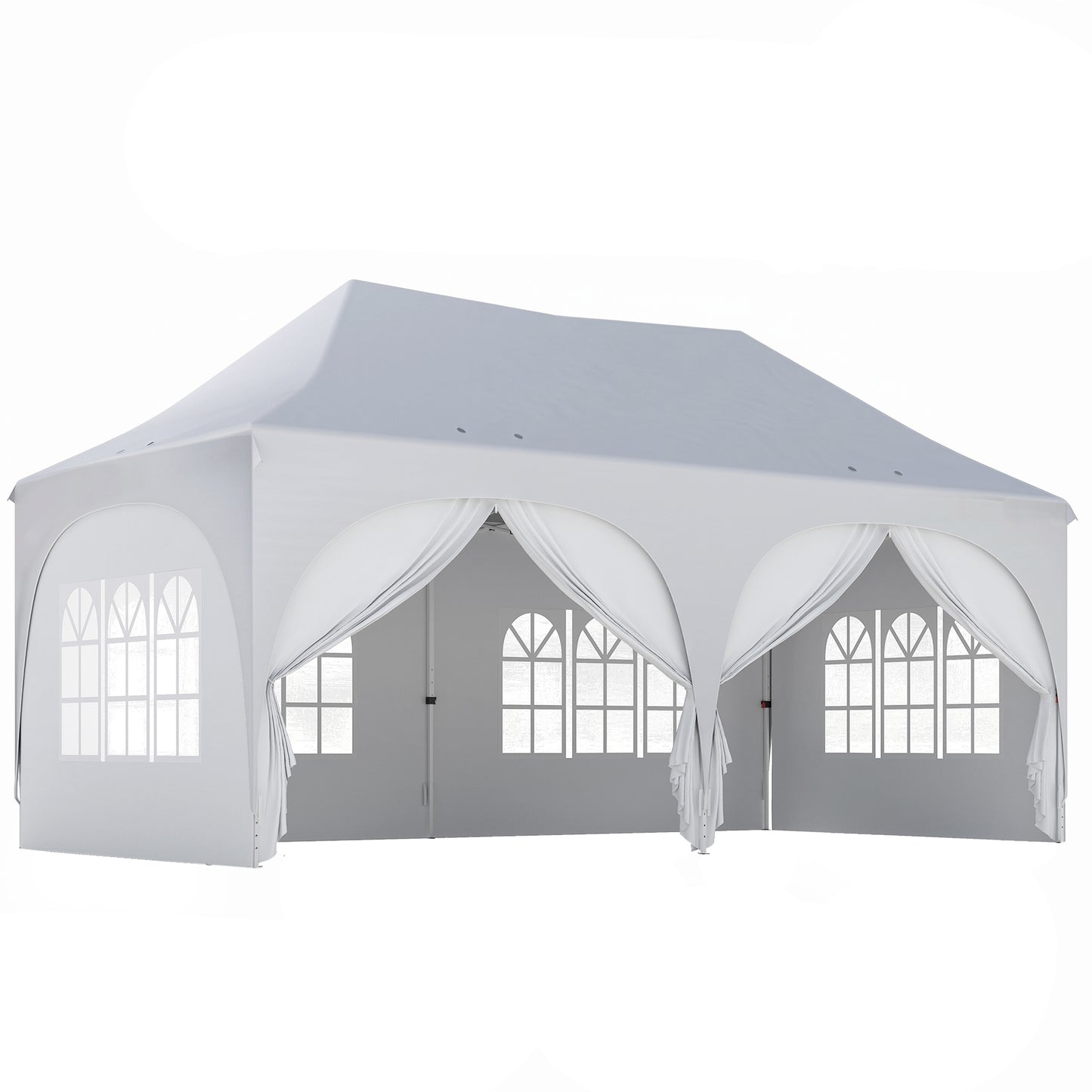 Pavilion de Grădină Pliabil 3x6 m cu Pereți Detașabili și Geantă de Transport, Alb