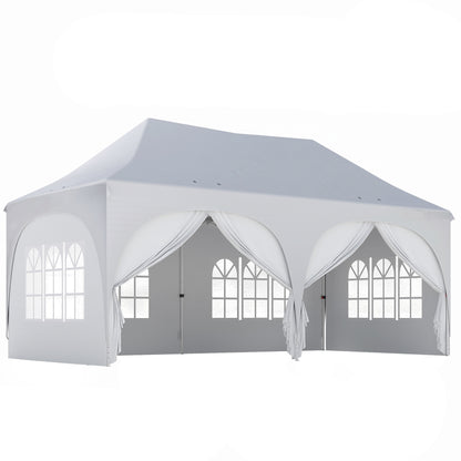 Pavilion de Grădină Pliabil 3x6 m cu Pereți Detașabili și Geantă de Transport, Alb