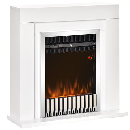 Semineu electric de sol cu efect flacara 79x26x77.5cm, alb si negru