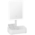 Oglindă de Machiaj cu Lumină, Reîncărcabilă cu Ecran Touch, 2 Moduri de Iluminare și Rotire 180°, Alb