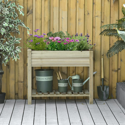 Jardiniera Inaltata din Lemn cu Picioare si Polita Inferioara pentru Gradina si Balcon 91x51x76cm
