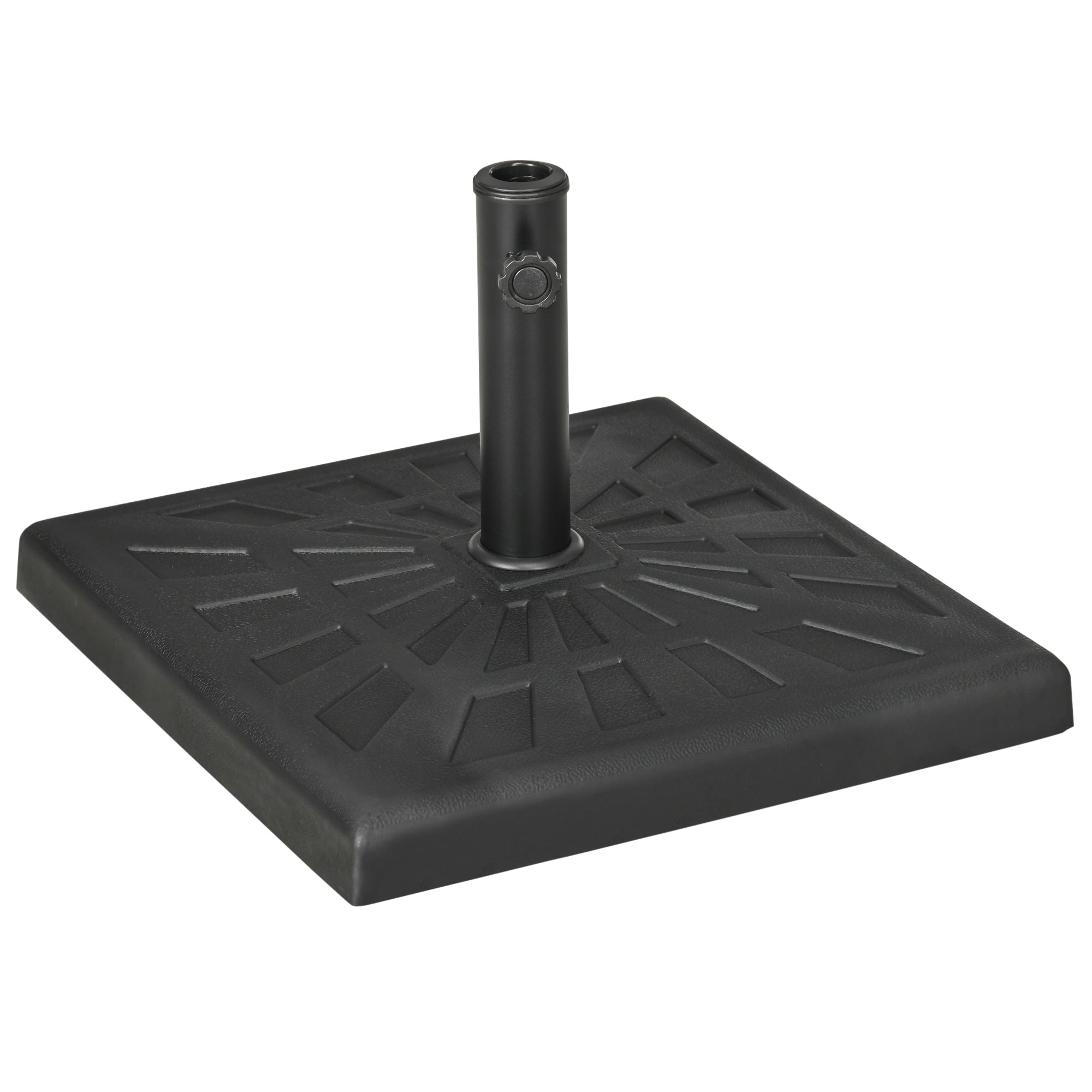 Suport de baza din rasina 19kg pentru umbrela de gradina, Greutati patrate pentru suportul pentru umbrele de exterior de pe piata pentru stalpi de Φ32mm, Φ38mm si Φ48mm, negru