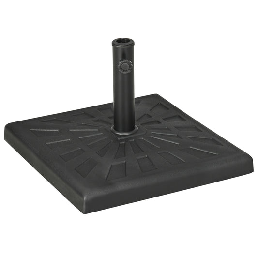 Suport de baza din rasina 19kg pentru umbrela de gradina, Greutati patrate pentru suportul pentru umbrele de exterior de pe piata pentru stalpi de Φ32mm, Φ38mm si Φ48mm, negru