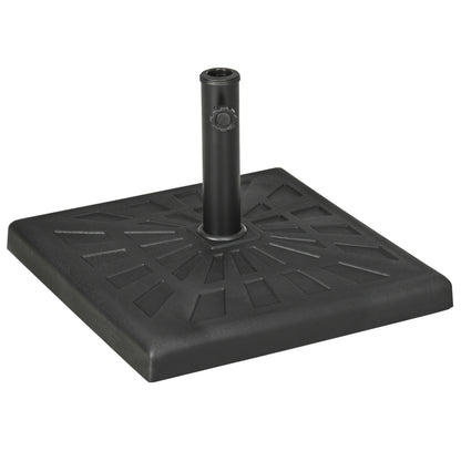Suport de baza din rasina 19kg pentru umbrela de gradina, Greutati patrate pentru suportul pentru umbrele de exterior de pe piata pentru stalpi de Φ32mm, Φ38mm si Φ48mm, negru