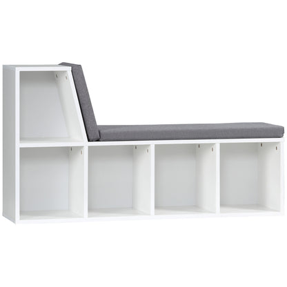 Bibliotecă cu 5 Rafturi Deschise și 2 Perne, Mobilier Modern din Lemn, pentru Living, Dormitor și Birou, Gri Alb