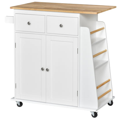 Carucior de bucatarie suport condimente cu 3 niveluri si 4 roti din MDF si PAL, 89x45x89.5cm, alb