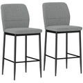 Set 2 scaune de bar din catifea moderne cu suport pentru picioare și spătar, 41x52x97 cm, gri
