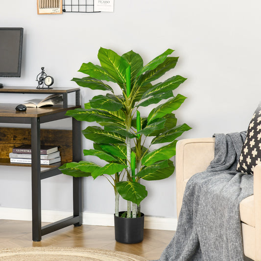 Plantă Artificială cu 33 de Frunze pentru Uz Interior și Exterior cu Ghiveci, Plantă Falsă în PEVA, PE și Ciment, 95 cm, Verde
