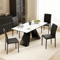 Set de 4 scaune pentru dining din piele sintetică cu cusături romboidale și picioare din metal, negru