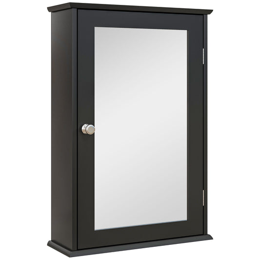 Mobilier de Baie Dulap Suspendat cu Oglindă 41x14x60cm Negru