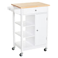 carucior bucatarie, din lemn, 66x39,5x86,5cm, alb