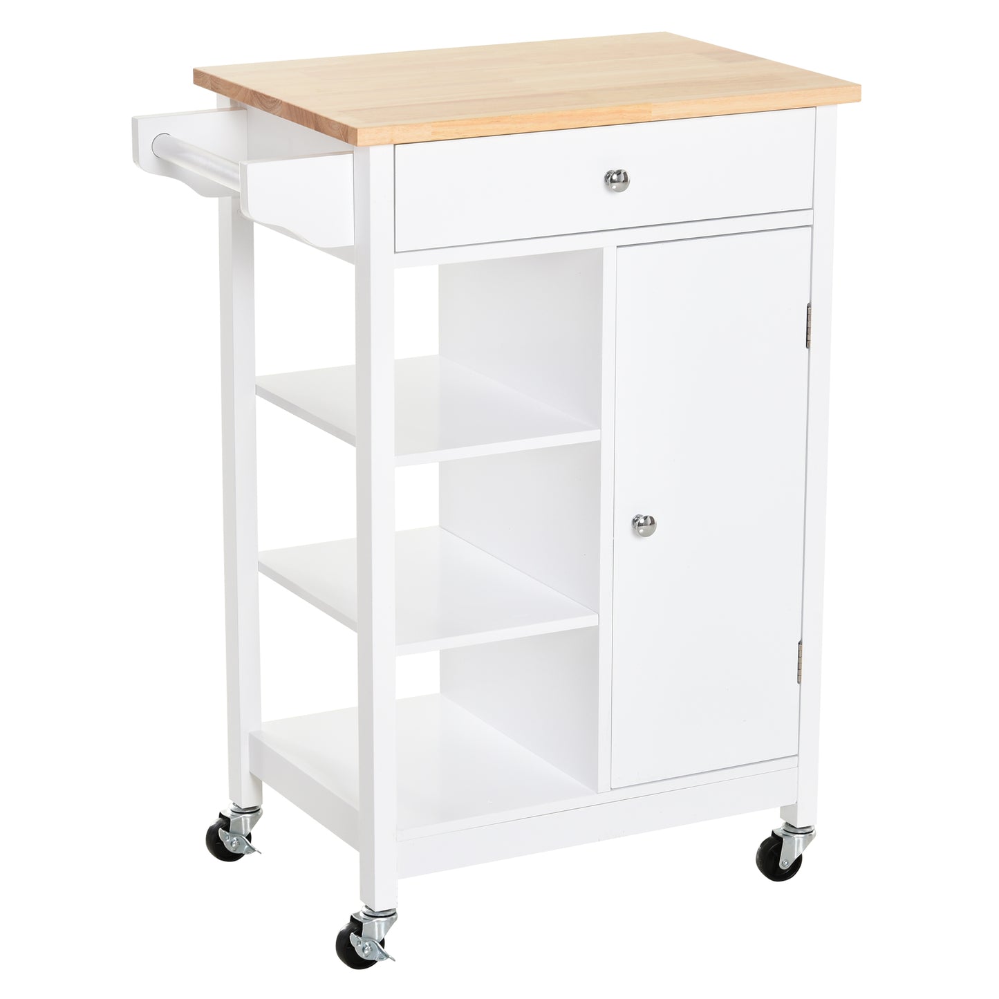 carucior bucatarie, din lemn, 66x39,5x86,5cm, alb