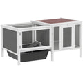 Cușcă de Exterior pentru Iepuri cu Căsuță, Zonă de Joacă și Tavă, Cușcă din Lemn de Brad, Metal, PET și Acoperiș din Bitum, 105x57,5x51,5 cm, Multicolor