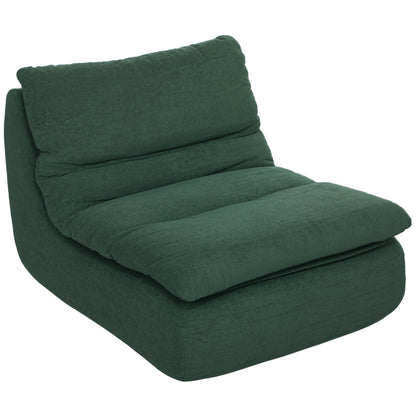 Scaun de podea modern și tapițat din material textil cu efect de catifea verde și spumă, 82x103x75 cm