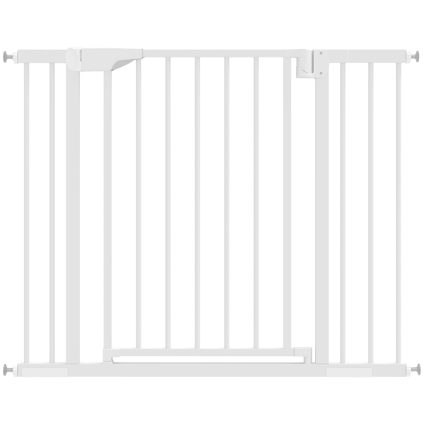 Poartă de Siguranță pentru Copii și Câini, Extensibilă 76-102 cm, Înaltă 76 cm, Poartă Automată, Montare prin Presiune fără Găuri, Alb