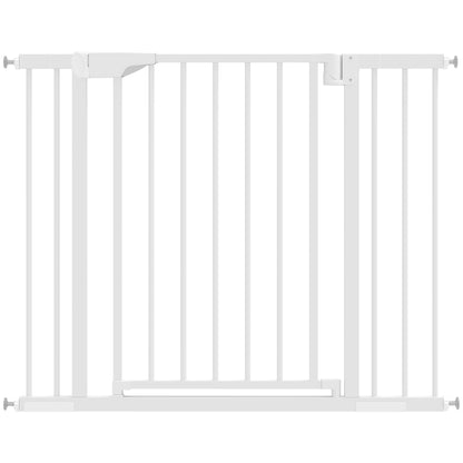 Poartă de Siguranță pentru Copii și Câini, Extensibilă 76-102 cm, Înaltă 76 cm, Poartă Automată, Montare prin Presiune fără Găuri, Alb