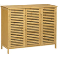 Dulap pentru Pantofi cu 8 Rafturi pe 3 Niveluri cu Mânere, din Bambus, 100x35x80 cm, Culoare Lemn
