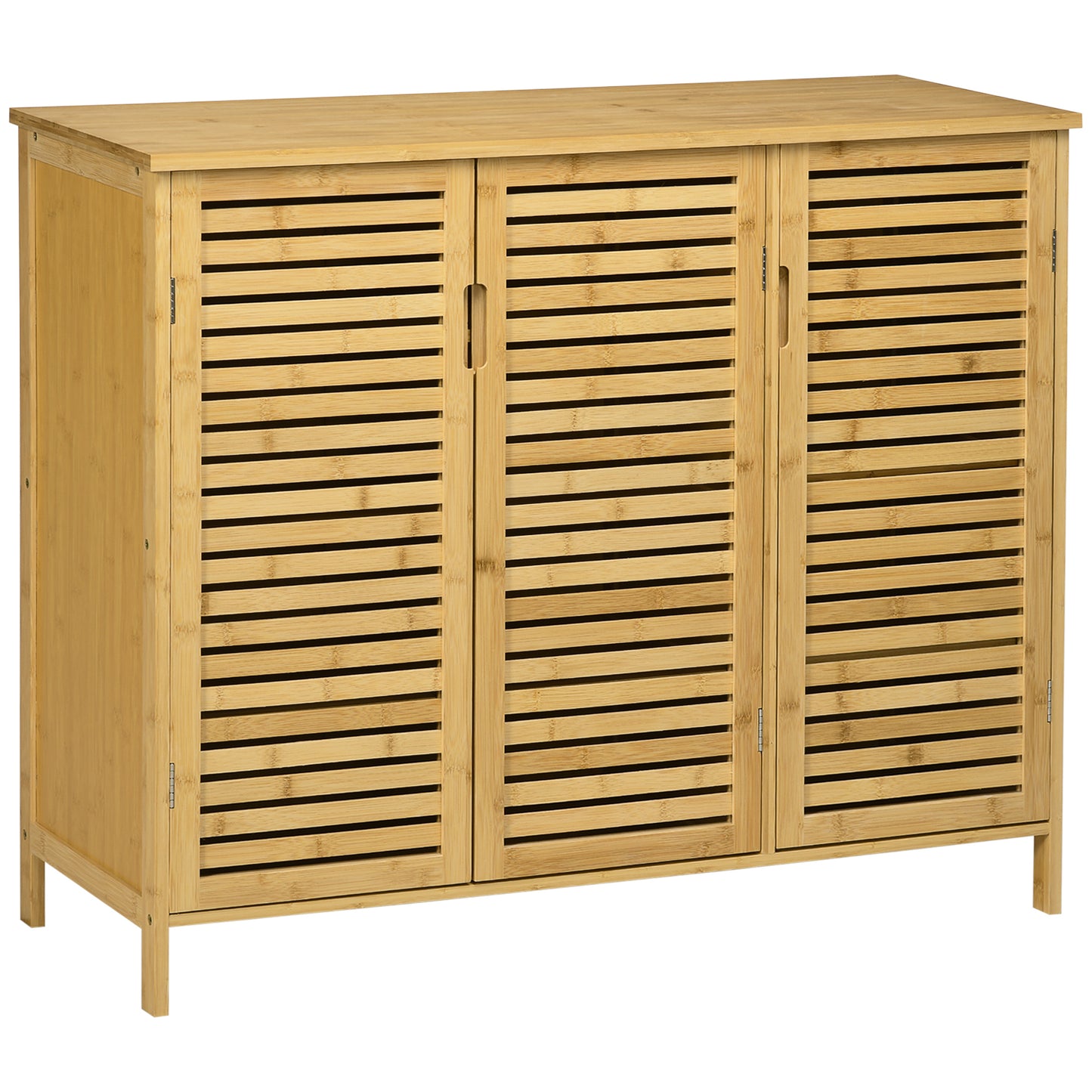 Dulap pentru Pantofi cu 8 Rafturi pe 3 Niveluri cu Mânere, din Bambus, 100x35x80 cm, Culoare Lemn