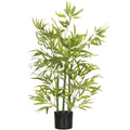 Plantă Artificială de Bambus Înaltă de 90 cm cu 504 Frunze din PEVA și PP Verde cu Ghiveci din Ciment Ø15x12.5 cm