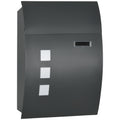 Cutie Postala Curbata din Otel Zincat cu 3 Fante si 2 Chei de Securitate incluse, 45x10x32 cm, Gri