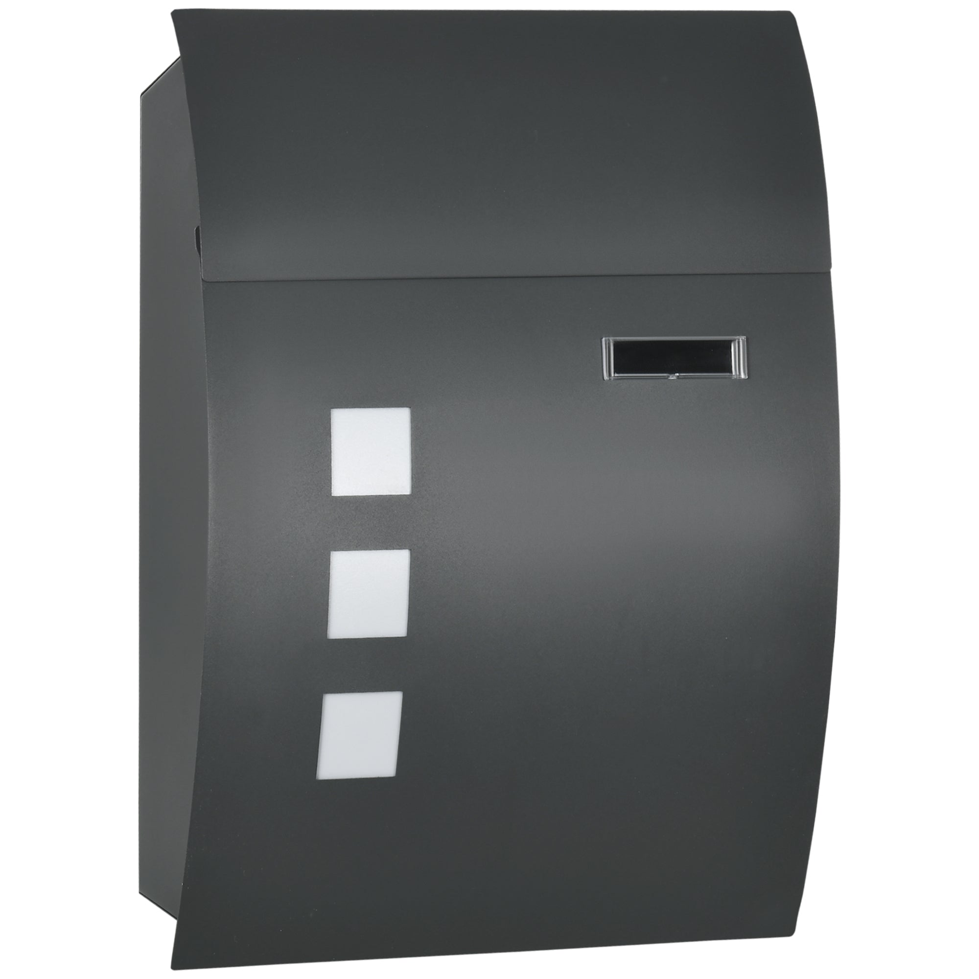 Cutie Postala Curbata din Otel Zincat cu 3 Fante si 2 Chei de Securitate incluse, 45x10x32 cm, Gri