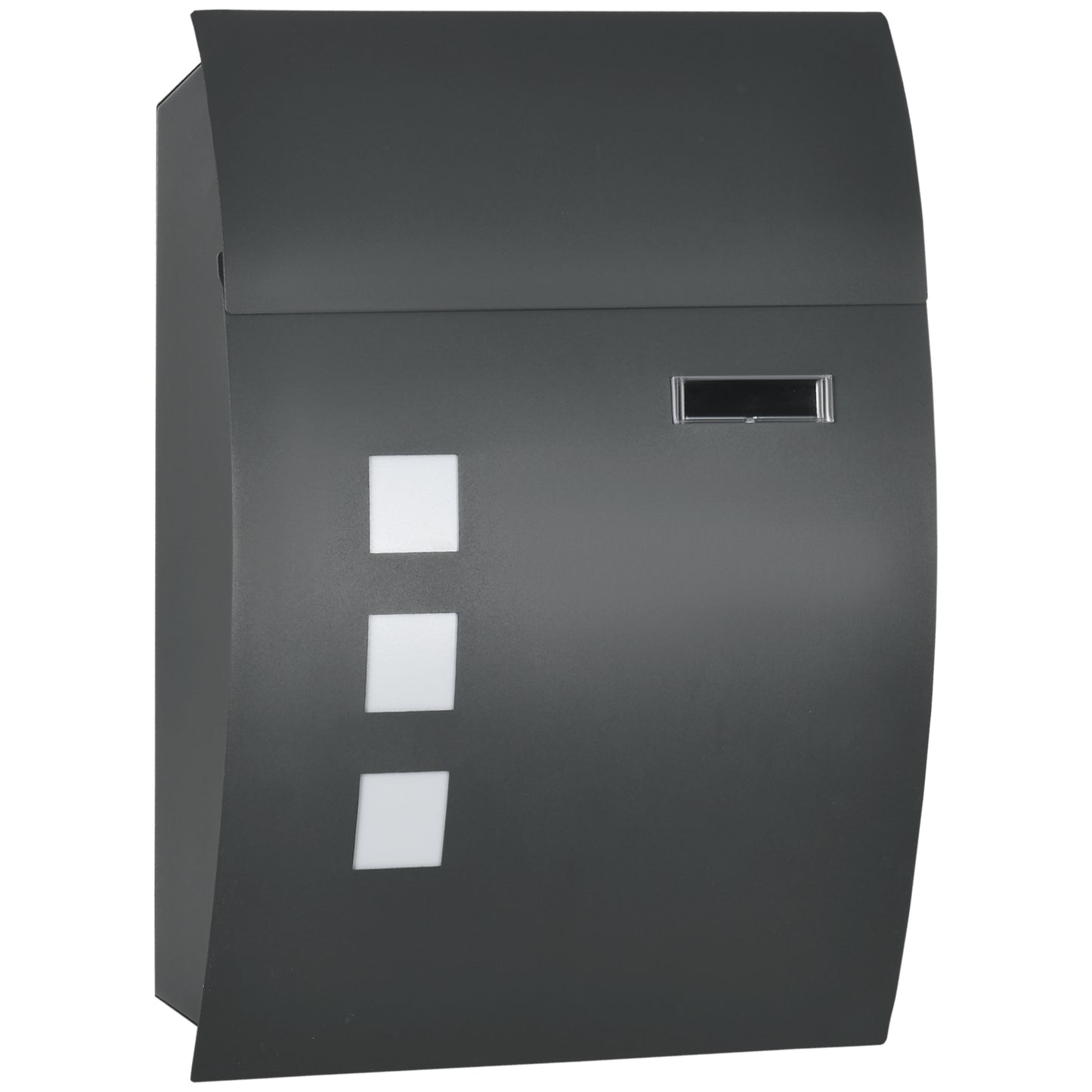 Cutie Postala Curbata din Otel Zincat cu 3 Fante si 2 Chei de Securitate incluse, 45x10x32 cm, Gri