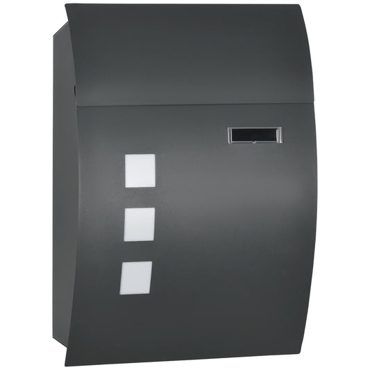 Cutie Postala Curbata din Otel Zincat cu 3 Fante si 2 Chei de Securitate incluse, 45x10x32 cm, Gri