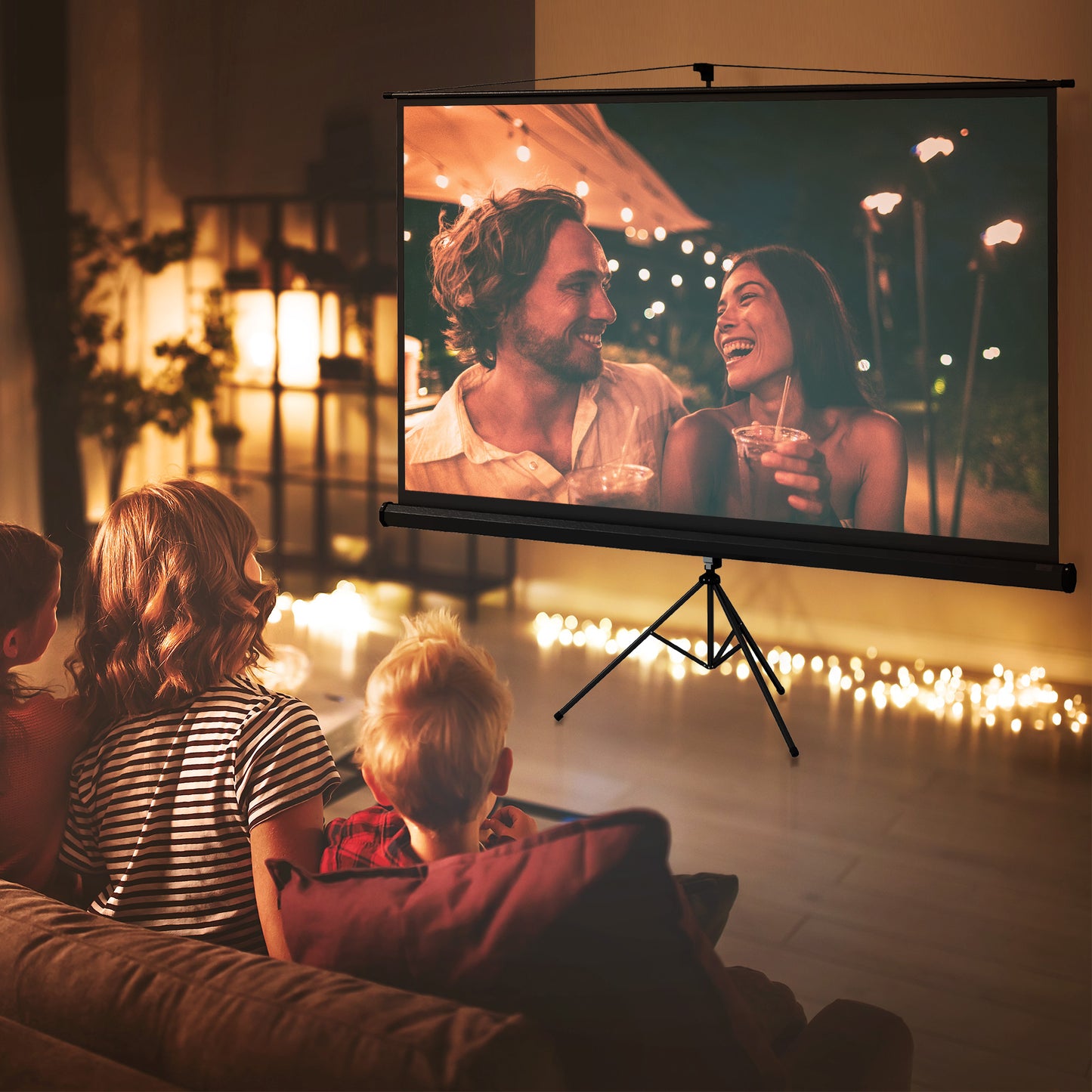 Ecran Proiector Pliabil de 100" Format 16:9 cu Trepied Reglabil, 235,8x8x136 cm, Negru