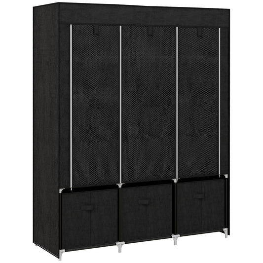 Dulap din Material Textil Pliabil Economisitor de Spațiu 125x43x162,5 cm Negru