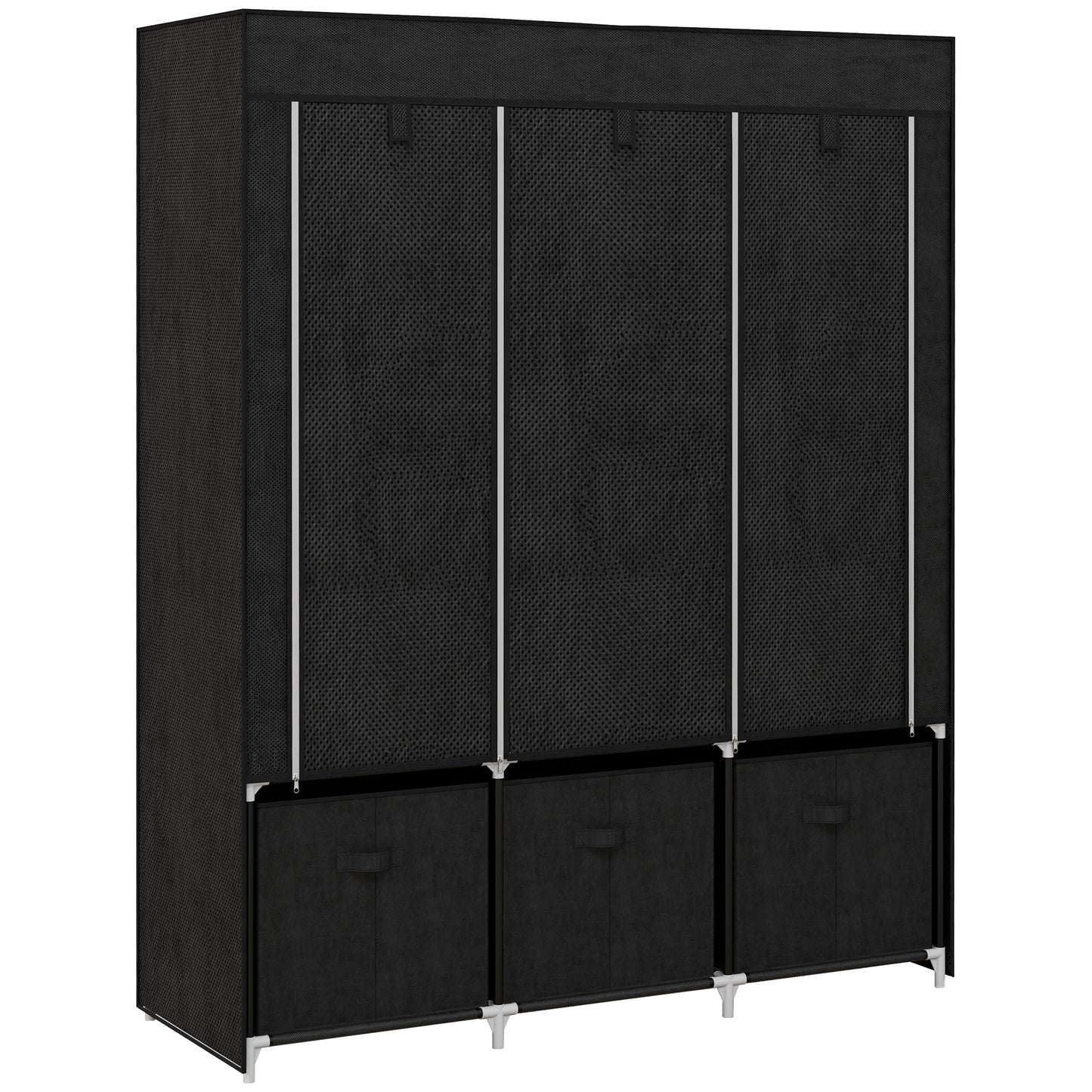 Dulap din Material Textil Pliabil Economisitor de Spațiu 125x43x162,5 cm Negru