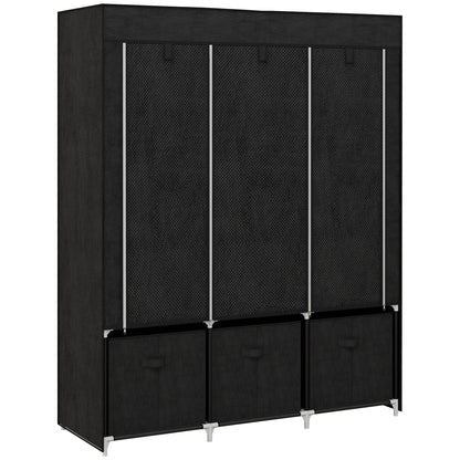 Dulap din Material Textil Pliabil Economisitor de Spațiu 125x43x162,5 cm Negru