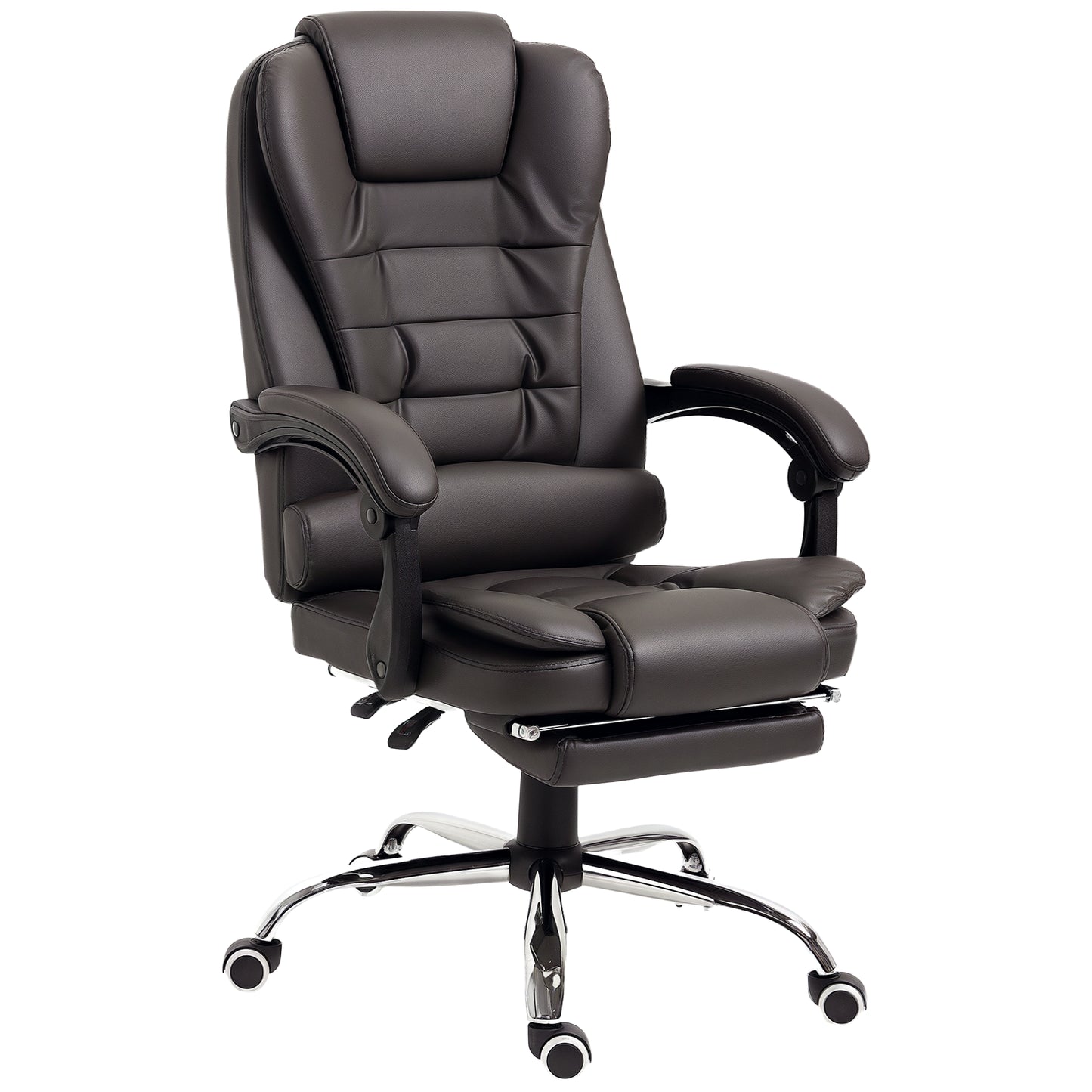 Fotoliu de Birou Reclinabil Președințial cu Suport pentru Picioare, 64.5x69x109-117 cm, culoare Cafea