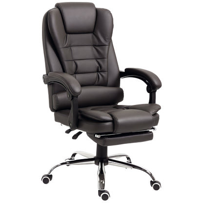 Fotoliu de Birou Reclinabil Președințial cu Suport pentru Picioare, 64.5x69x109-117 cm, culoare Cafea