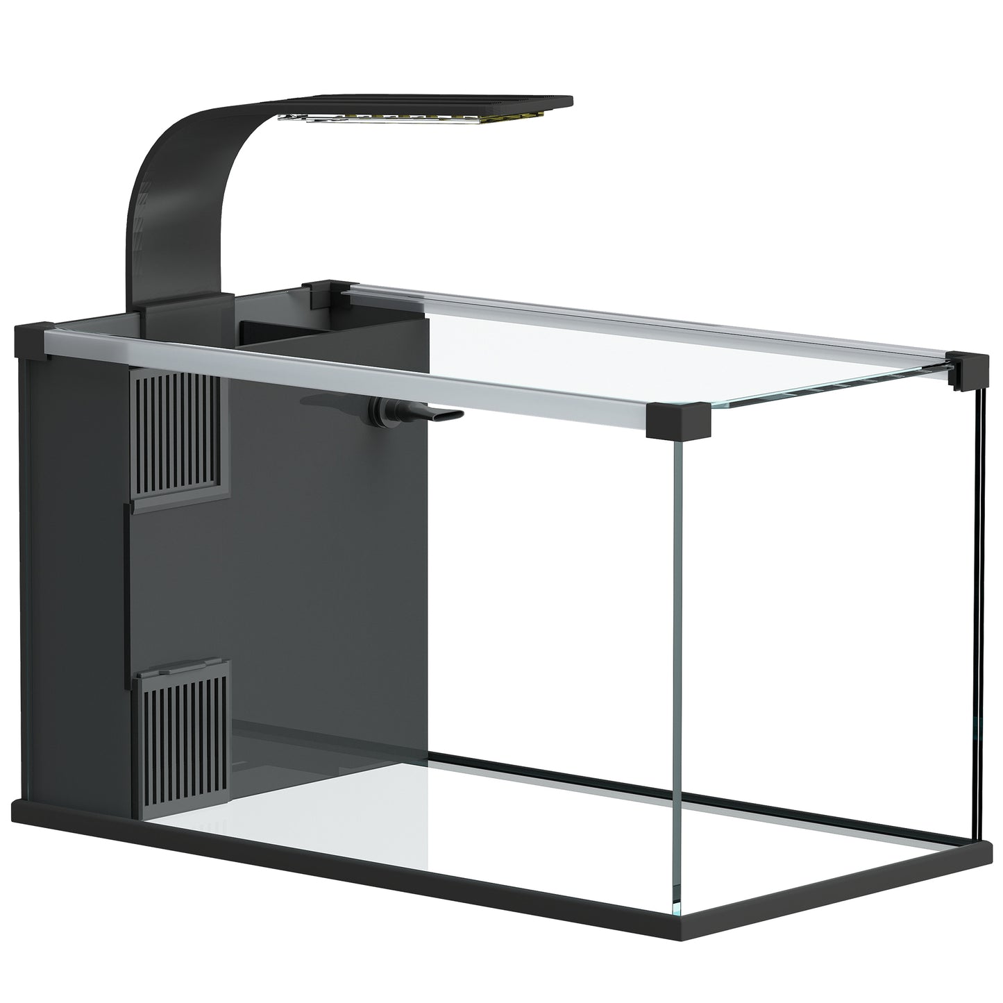 Acvariu, 24L din Sticlă Securizată cu Filtru, Lumină LED și Pompă de Apă