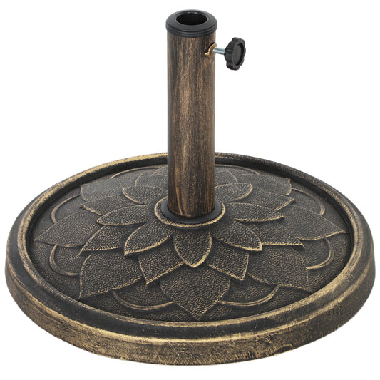 Bază pentru umbrelă de 12 kg cu manivelă integrată, din rășină, metal și ciment, Ø46x34 cm, bronz
