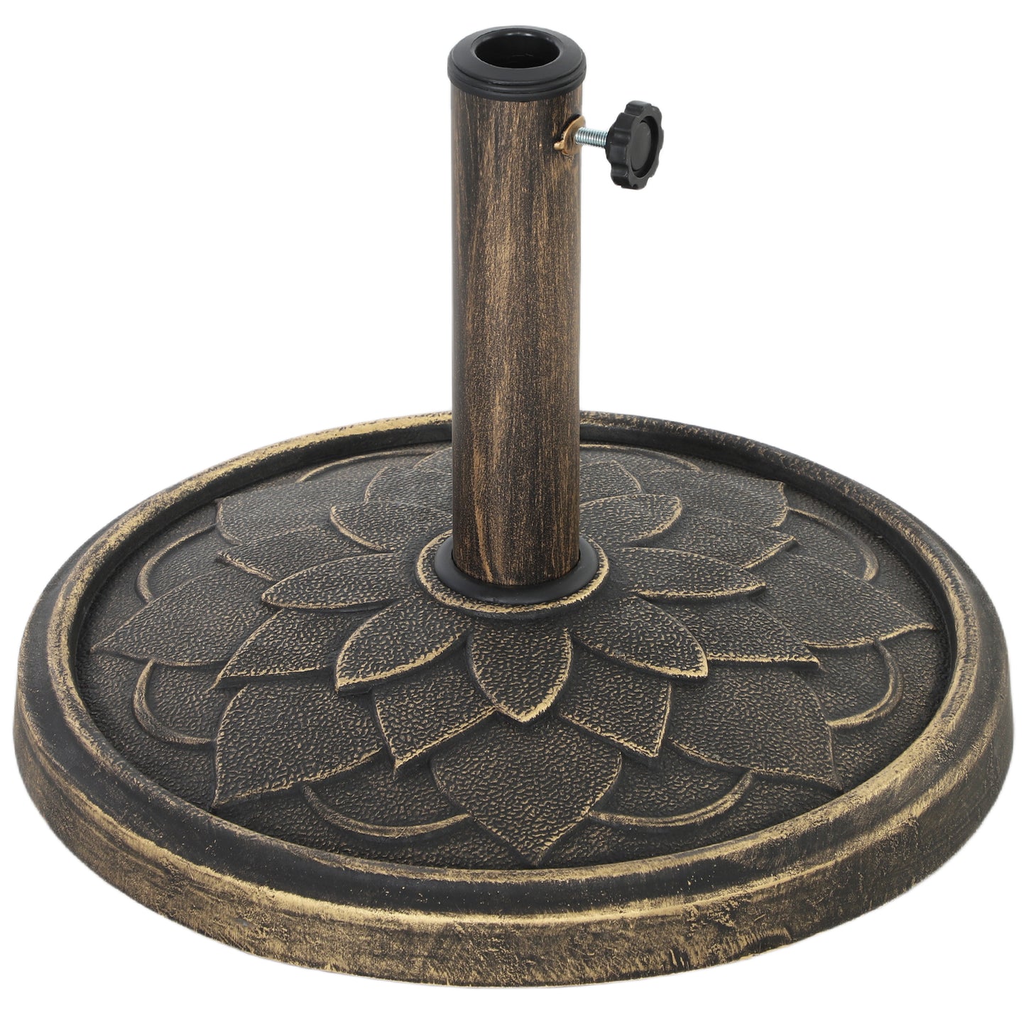 Bază pentru umbrelă de 12 kg cu manivelă integrată, din rășină, metal și ciment, Ø46x34 cm, bronz