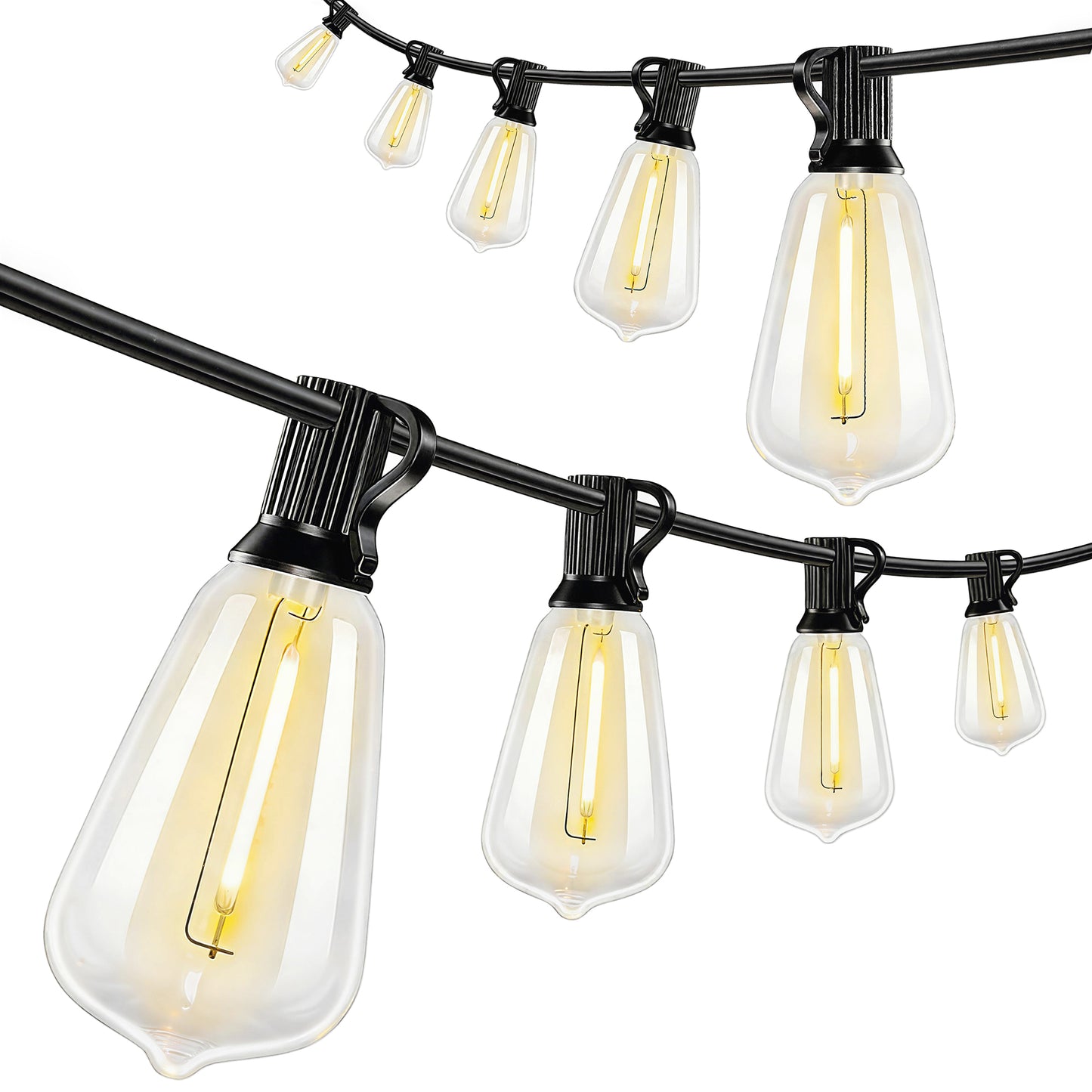 Ghirlandă Luminoasă de Exterior cu 50 de Luminite LED IP44, din PET și Plastic, 18x0.38x0.09 m, Negru și Transparent