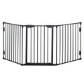 Poartă Metalică de Siguranță, Barieră pentru Câini cu Sistem de Autoînchidere, Reglabilă și Pliabilă, 180x3x74.5 cm, Negru