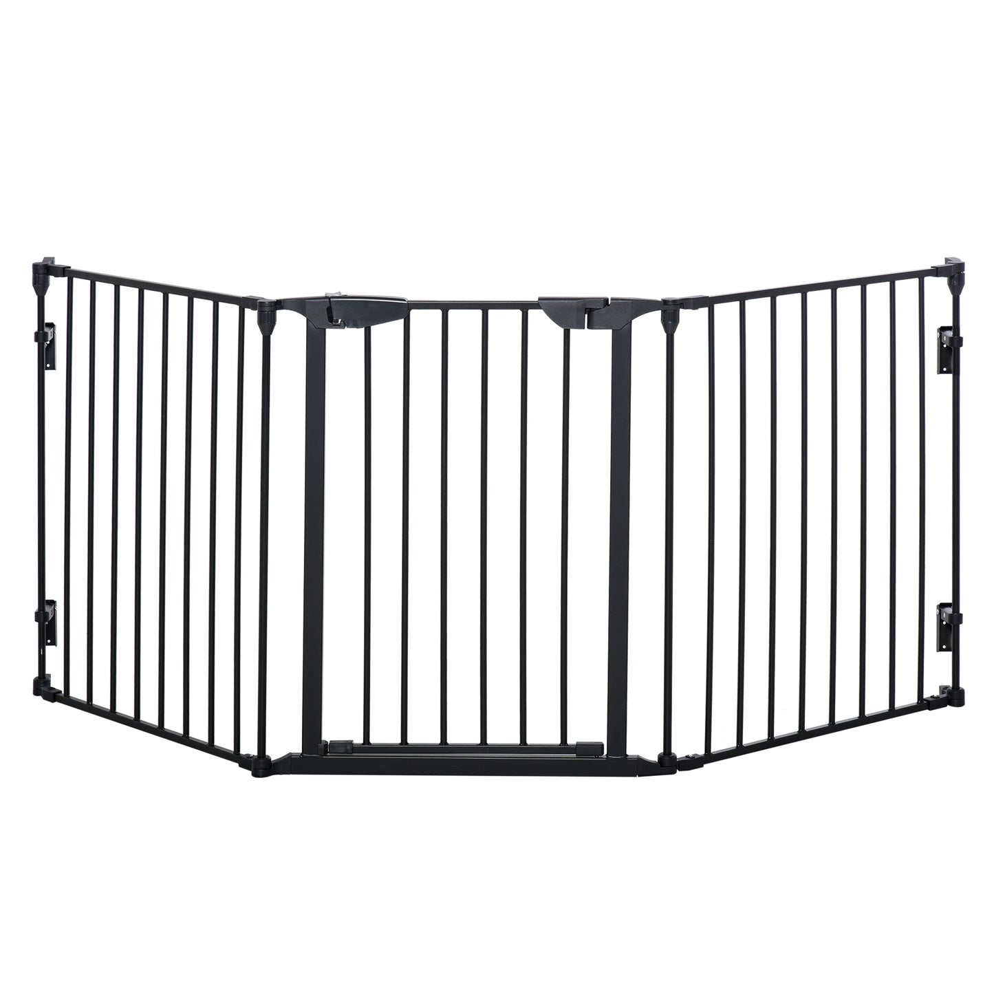 Poartă Metalică de Siguranță, Barieră pentru Câini cu Sistem de Autoînchidere, Reglabilă și Pliabilă, 180x3x74.5 cm, Negru