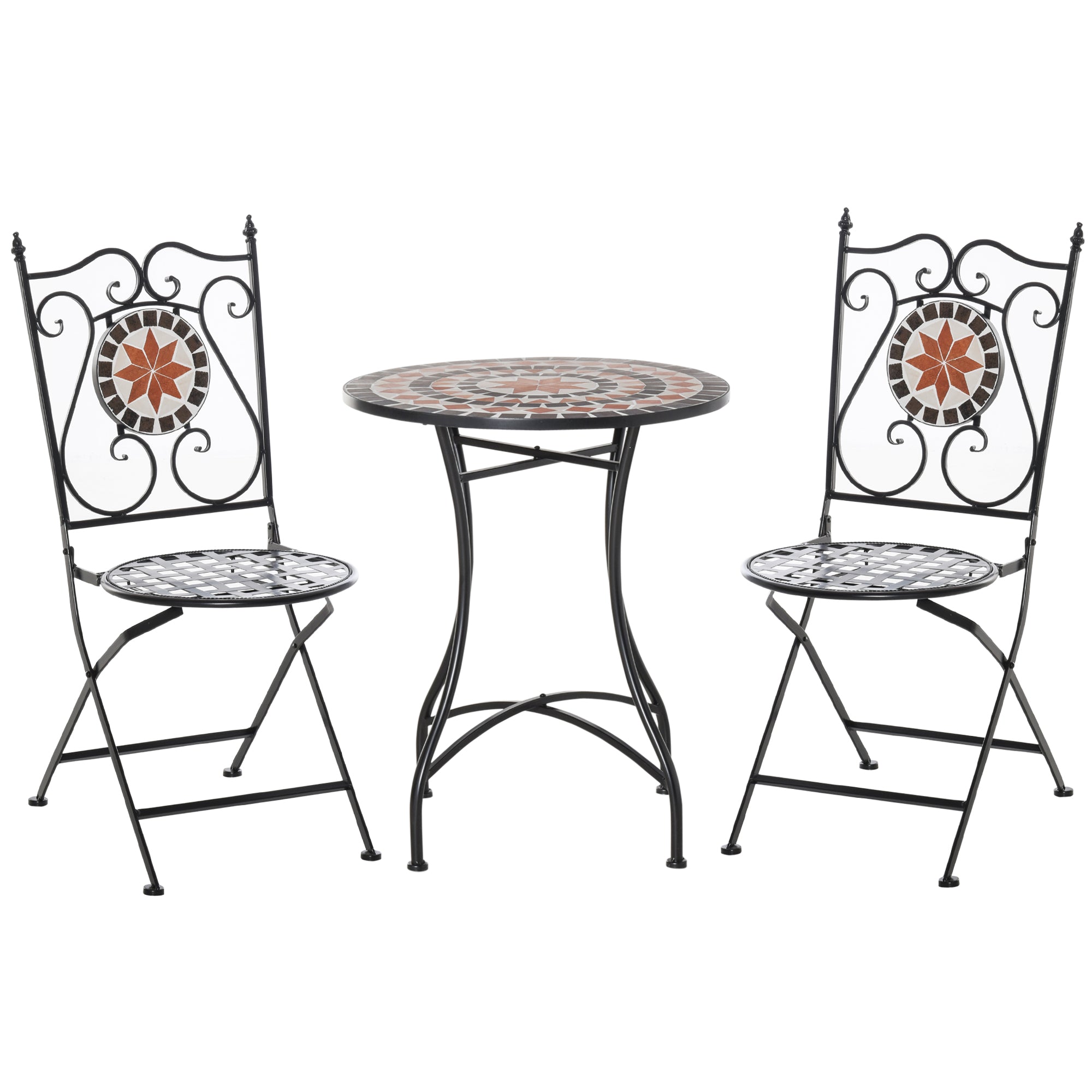 Mobilier Gradina 3 Piese – 2 Scaune & Masa Mozaic Metalica