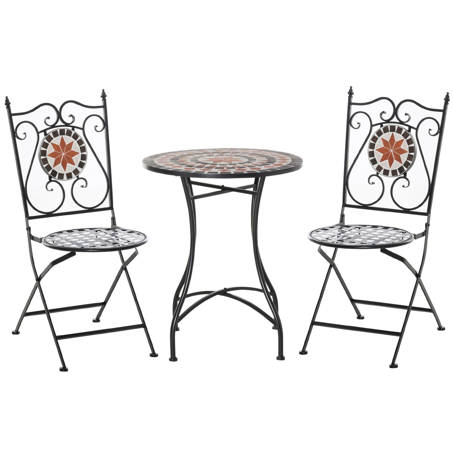 Mobilier Gradina 3 Piese – 2 Scaune & Masa Mozaic Metalica