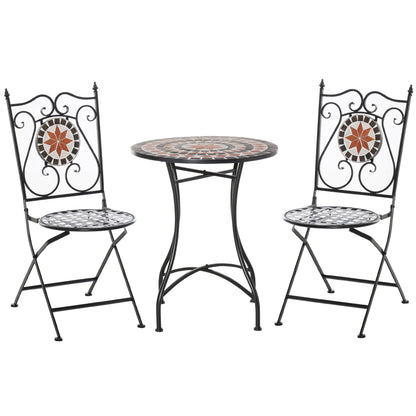Mobilier Gradina 3 Piese – 2 Scaune & Masa Mozaic Metalica