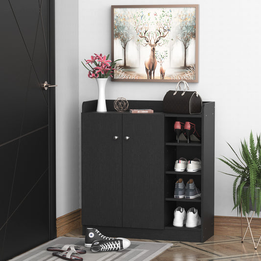 Dulap Pantofi Negru – 2 Usi Basculante, 83×30×90 cm