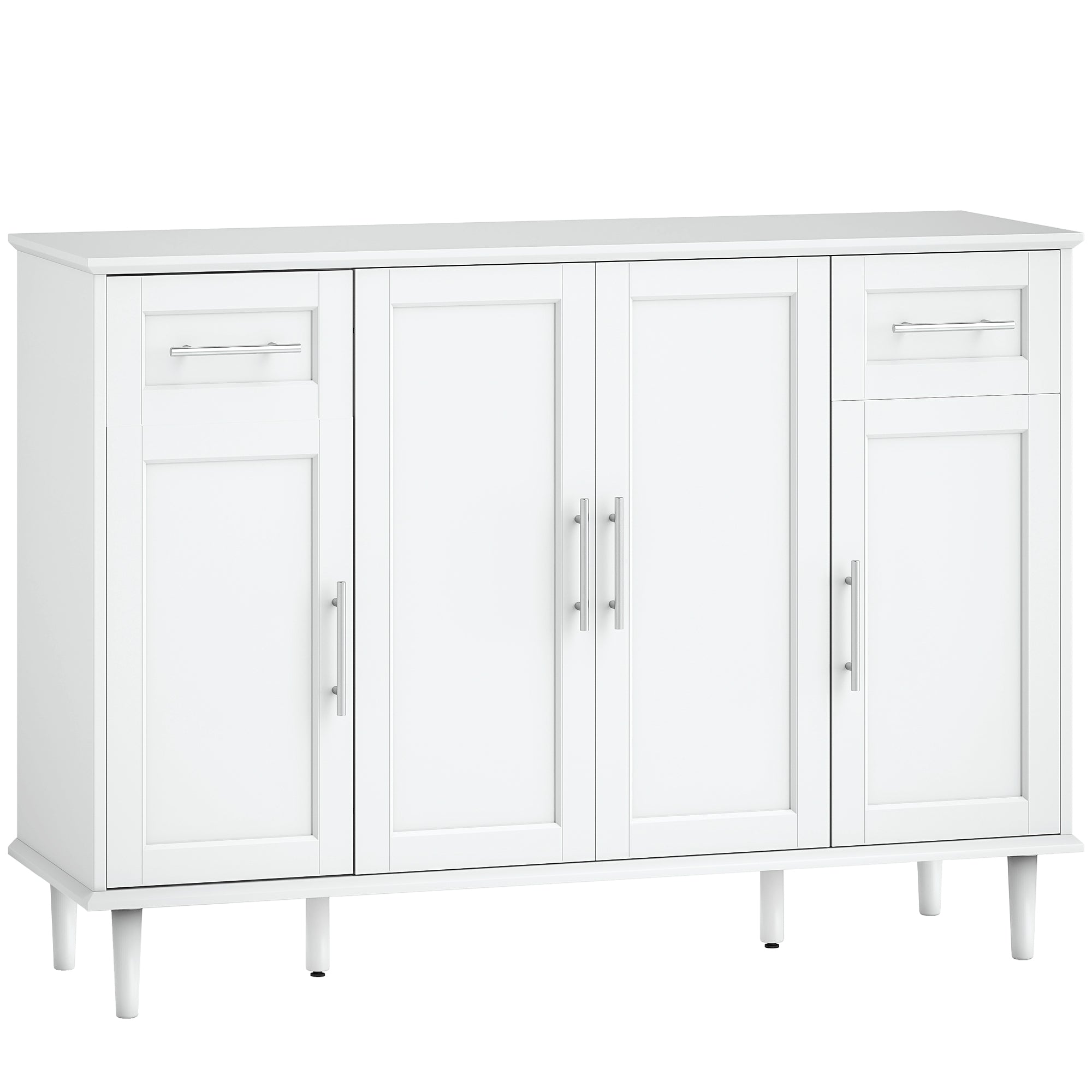 Comodă Buffet Elegantă cu 2 Sertare și 3 Dulapuri cu Rafturi Reglabile, din Lemn, 120x38x86 cm, Alb