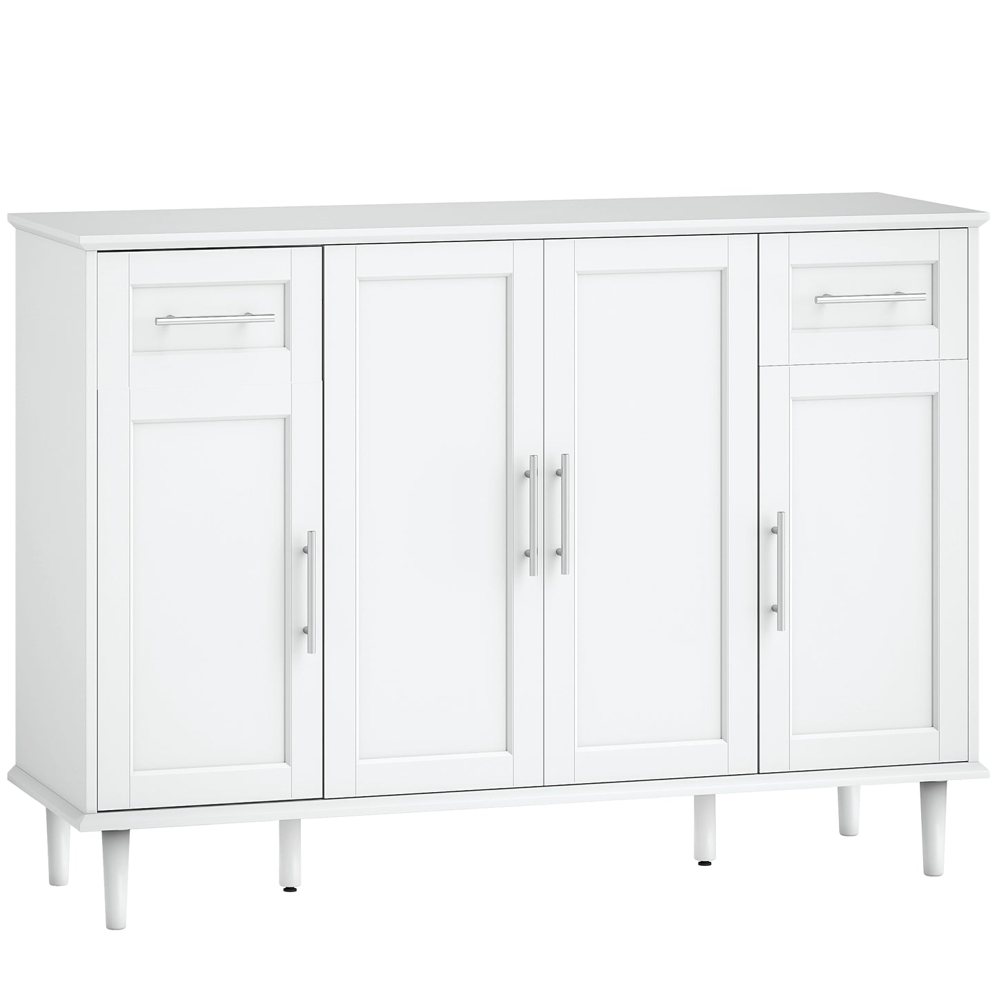Comodă Buffet Elegantă cu 2 Sertare și 3 Dulapuri cu Rafturi Reglabile, din Lemn, 120x38x86 cm, Alb
