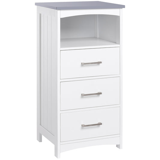 Dulapior Baie Alb – 3 Sertare & Raft Deschis, MDF 40×33×80 cm