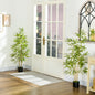 Set Plante Bambus Artificiale cu 3 Trunchiuri cu Ghiveci, Plante Artificiale din PP și Metal, 15x15x120 cm, Verde