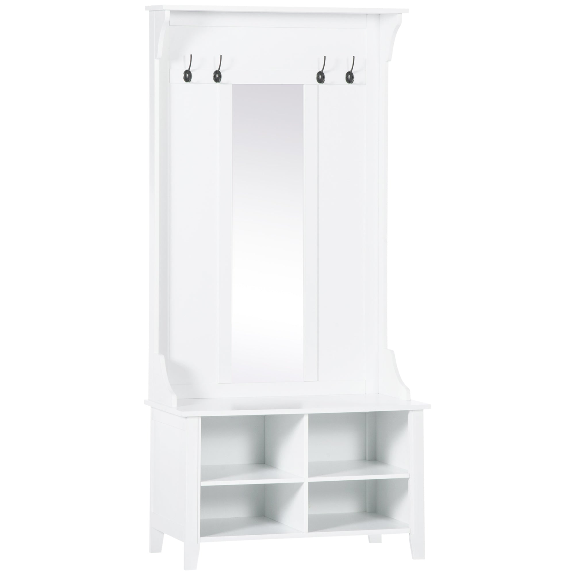 mobilier hol, cuier si oglinda, 80x40x170cm, alb