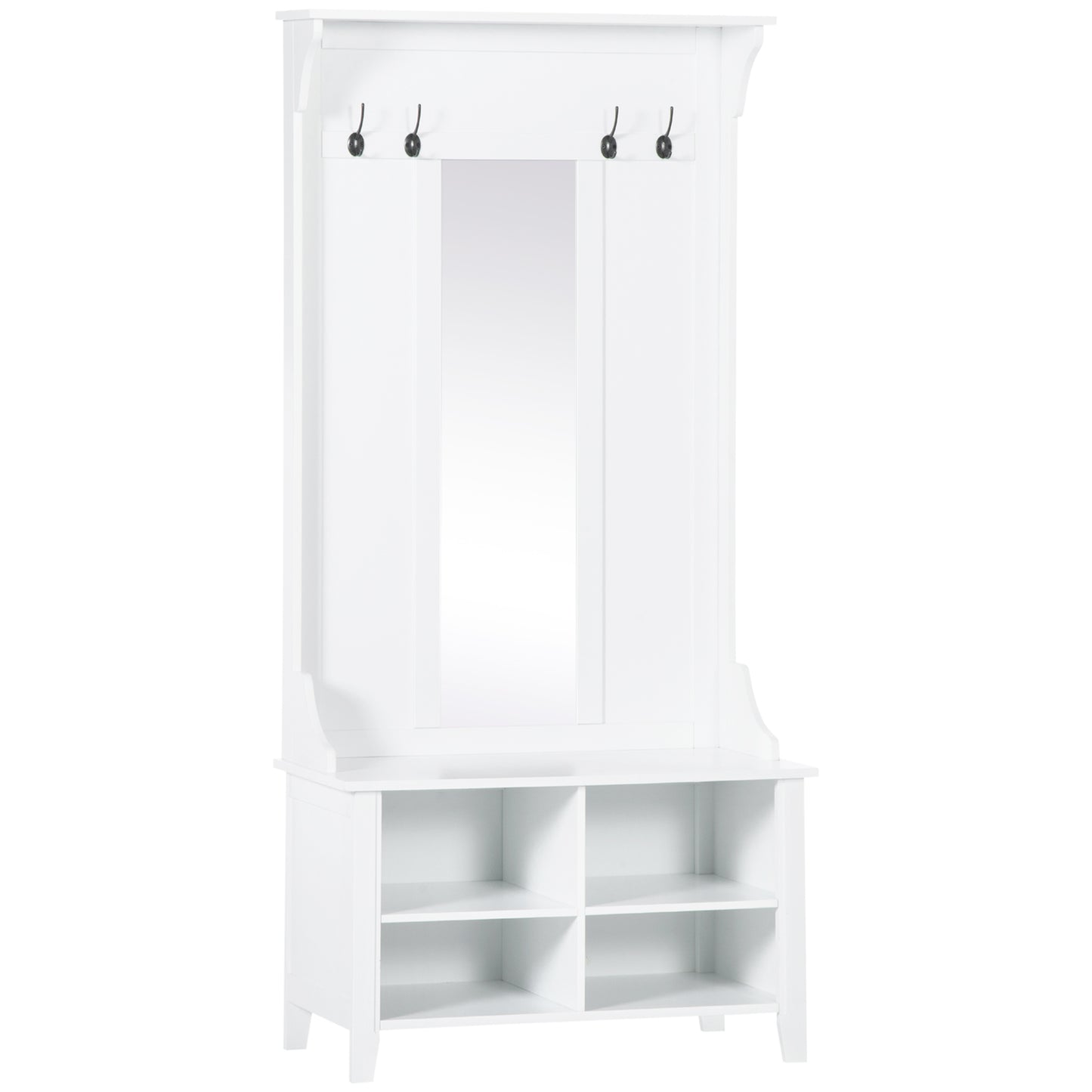 mobilier hol, cuier si oglinda, 80x40x170cm, alb